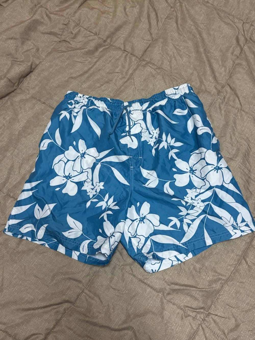 Islander Blue Floral Lined Swim Trunks Board Shorts Like New Medium Hawaiian